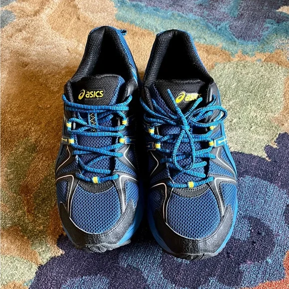 Asics Blue and Yellow Athletic Shoes Lightweight Breathable Design - Picture 1 of 16